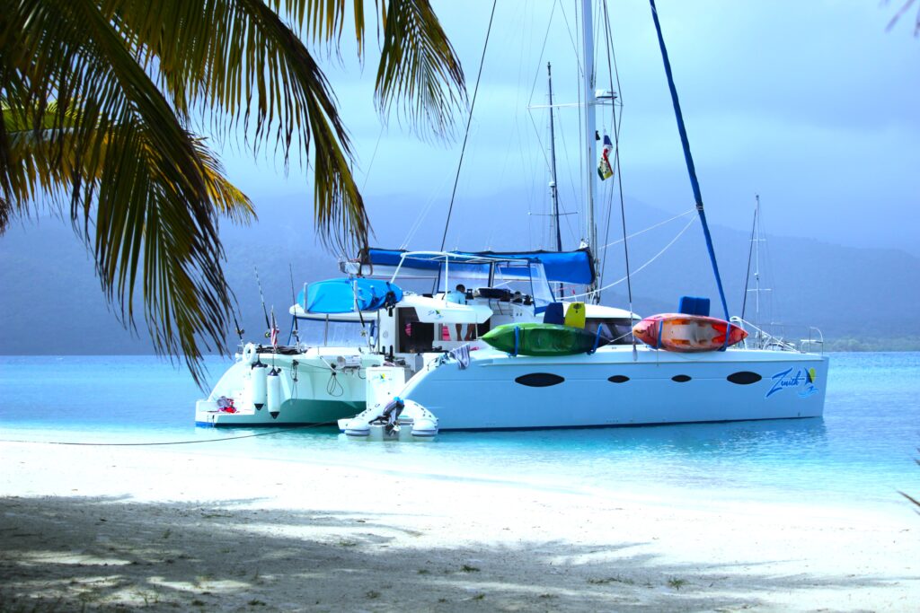 Our spacious trampoline on the bow is the most sought-after piece of real estate in the Caribbean.