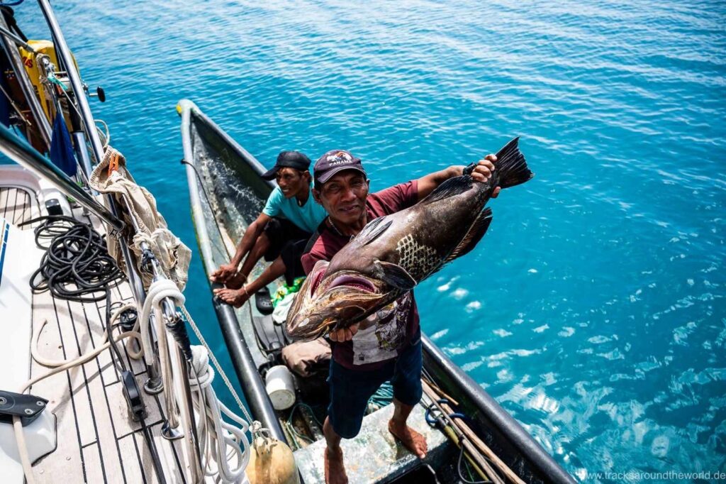 A stunning, respectful photo of a Guna fisherman in a traditional canoe or 'ulu'