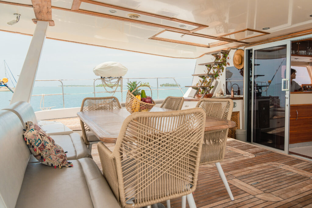 San Blas Floating house, five-star villa—spacious, luxurious, and private charter catamaran at Nomad Sailors.