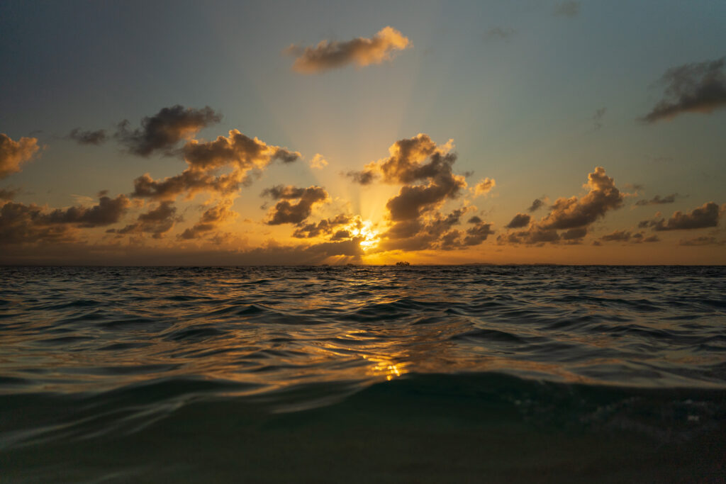 Sunset over San Blas: Golden skies reflecting on tranquil waters