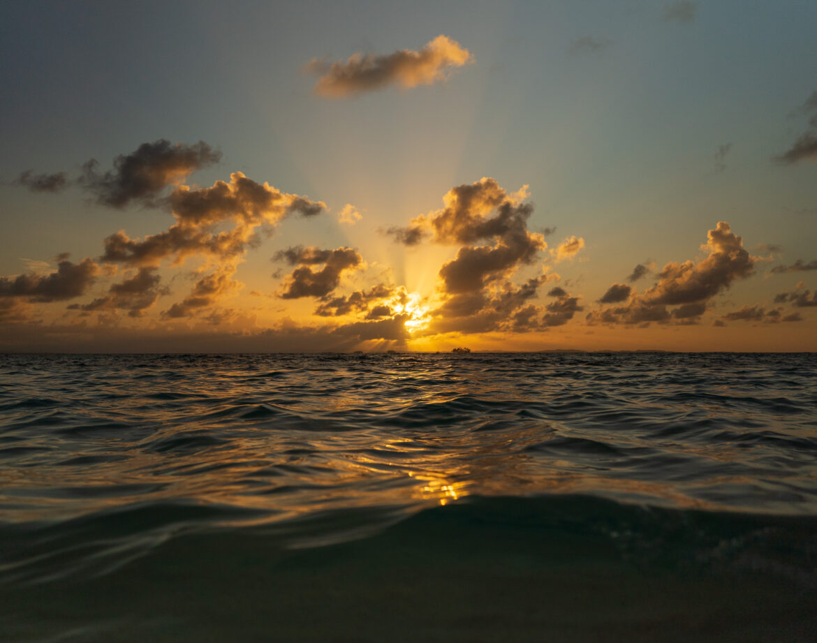 Sunset over San Blas: Golden skies reflecting on tranquil waters