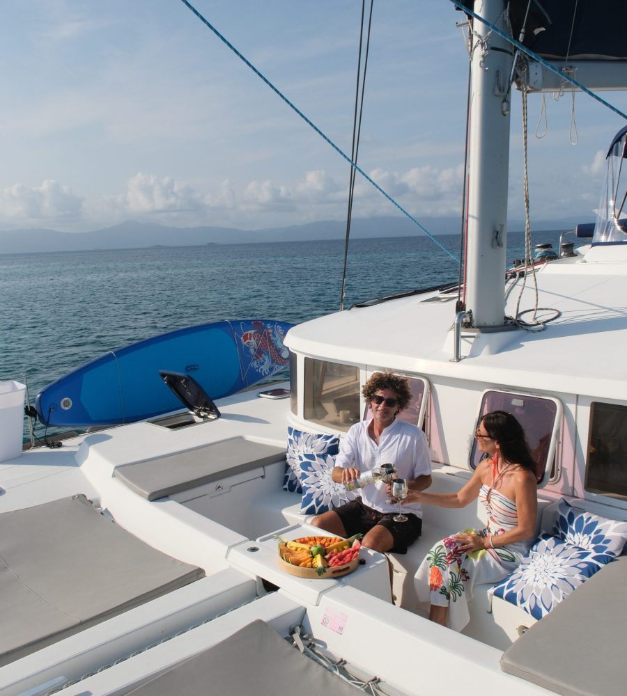 Tropical breakfast with ocean view in San Blas
